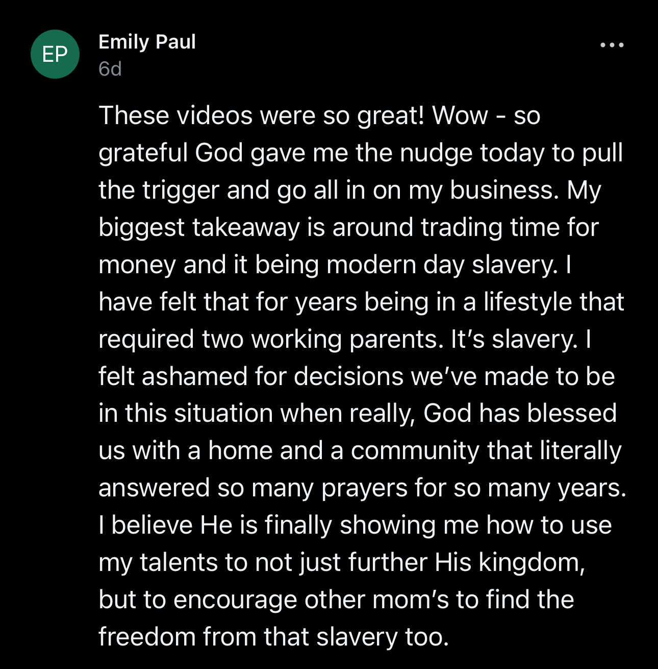 Emily's feedback about the Day 1 videos